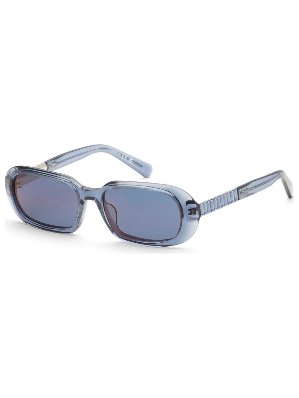 Full Inclusion Swarovski Translucent Blue Rectangular Sunglasses